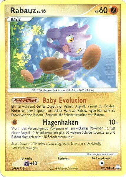 Rabauz-126-146-Diamant-Perl-Erwachte-Legenden-Baby-Pokémon-Karte-Deutsch-TCG-Sammelkartenspiel