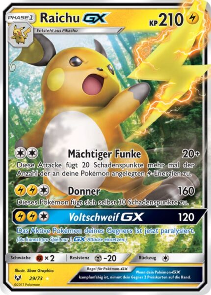 Raichu-GX-29-73-Schimmernde-Legenden-Pokémon-Karte-Deutsch-TCG-Sammelkartenspiel