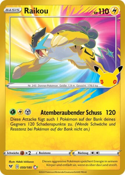 Raikou-050-185-30-Jahre-30th-Celebration-Classic-Collection-Amazin-Rare-Pokémon-Karte-Deutsch