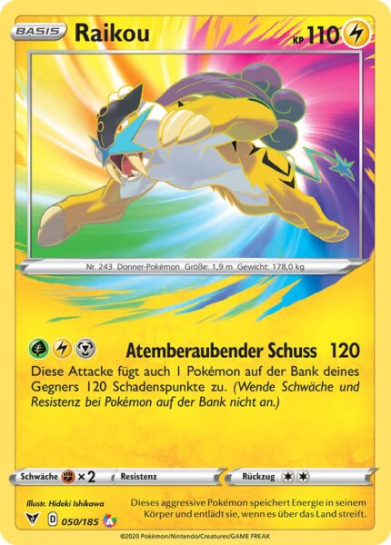 Raikou-050-185-Schwert-Schild-Farbenschock-Atemberaubende-Amazing-Rare-Pokémon-Karte