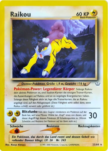 Raikou-22-64-Neo-Revelation-Pokémon-Karte-Deutsch