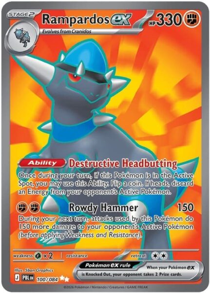 Rampardos-ex-100-084-Pitch-Black-Dunkelnacht-Full-Art-Pokémon-Karte-Englisch-neu