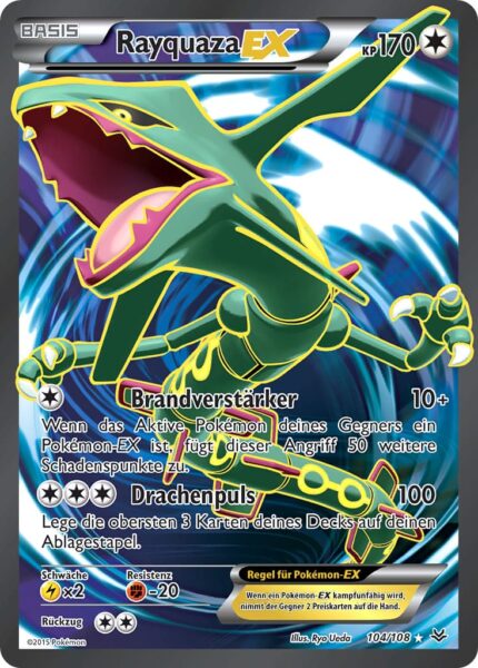 Rayquaza-EX-104-108-XY-Drachenleuchten-Full-Art-Pokémon-Karte-Deutsch-TCG-Sammelkartenspiel