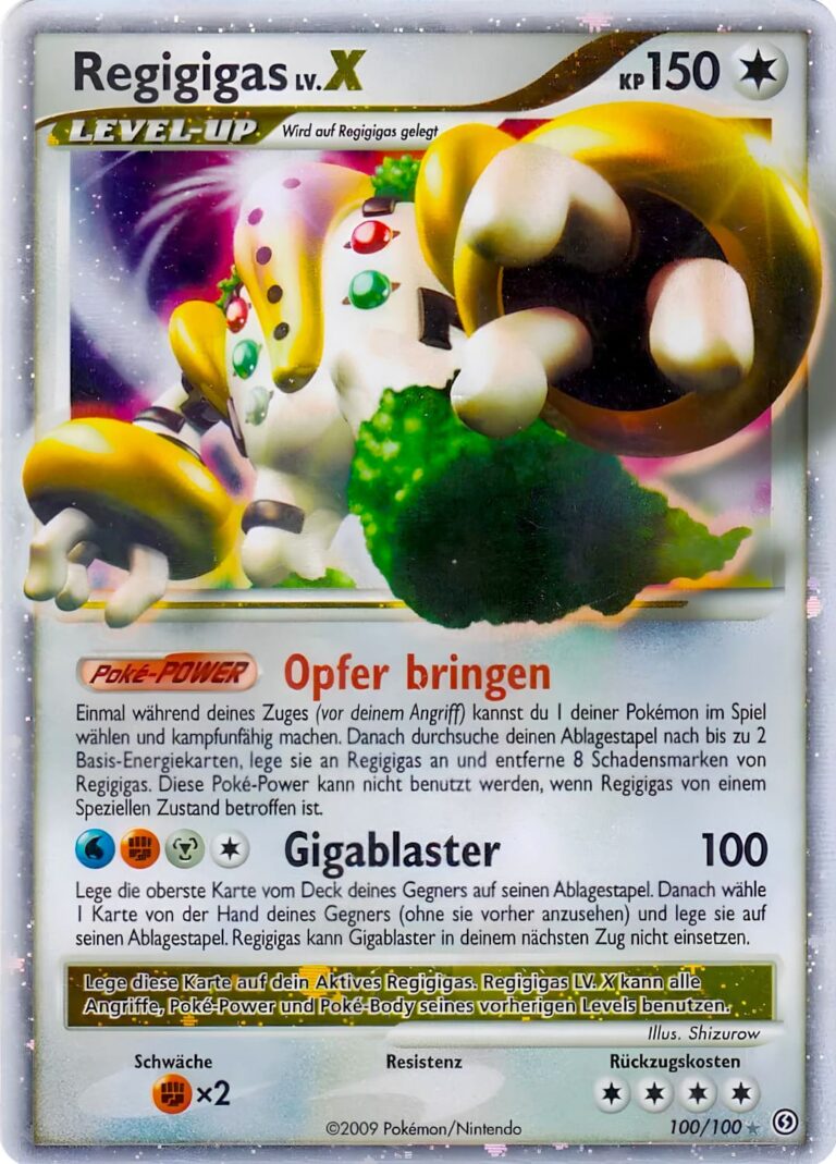 Regigigas-LvX-100-100-Diamant-Perl-Sturmtief-Holo-Pokemon-Karte-TCG-2009-Sammelkartenspiel