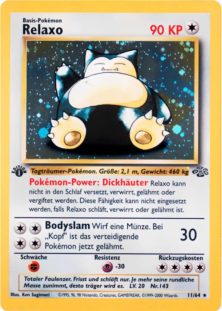 Relaxo-11-64-1st-Edition-Dschungel-Holo-Pokemon-Karte-Deutsch-1999