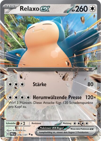 Relaxo-ex-076-131-Prismatische-Entwicklungen-Pokémon-Karte-Deutsch-Karmesin-Purpur-TCG-Sammelkartenspiel