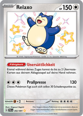Relaxo_202-091_PAF-DE_Shiny_Schillernd_Paldeas-Schicksale_Pokémon-Karte_Deutsch