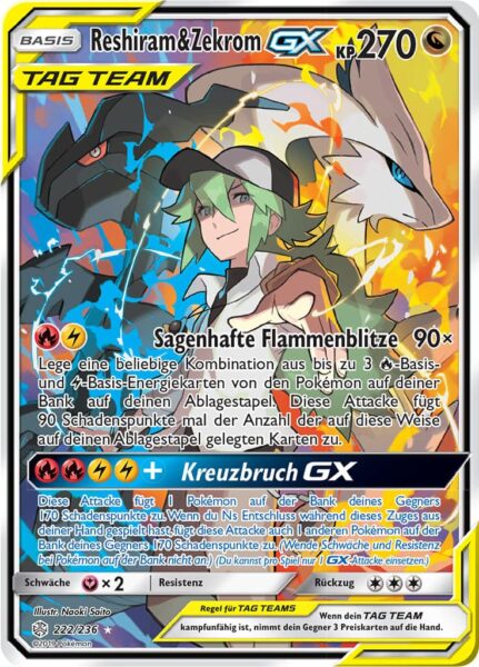Reshiram-Zekrom-GX-222-236-TAG-TEAM-Alternate-Art-Pokémon-Karte-Welten-im-Wandel-Deutsch-TCG-Sammelkartenspiel