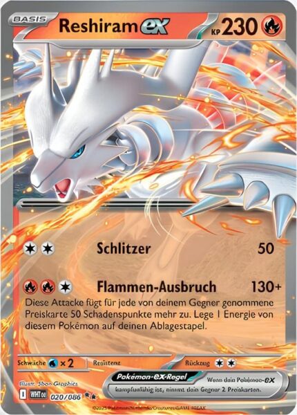 Reshiram-ex-020-086-WHT-DE-Weiße-Flammen-Pokémon-Karte-Karmesin-Purpur-Deutsch
