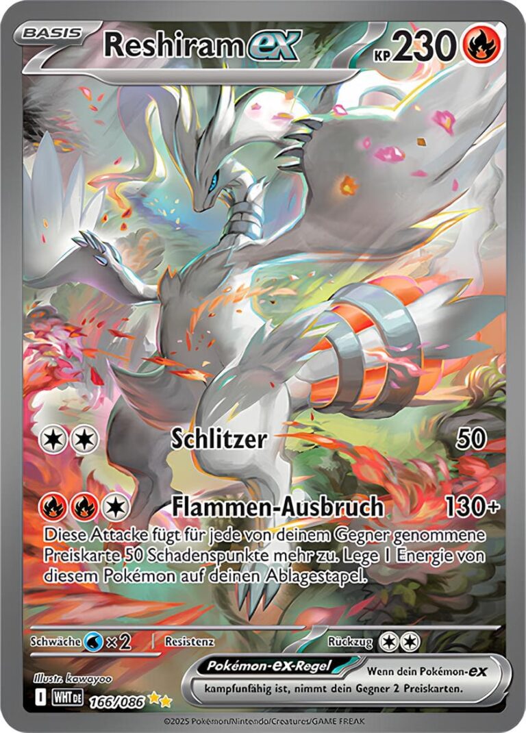 Reshiram-ex-166-086-WHT-DE-Weiße-Flammen-Special-Illustration-Rare-Pokémon-Karte-Karmesin-Purpur-Deutsch