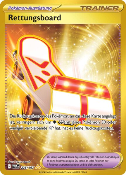 Rettungsboard_225-167_TWM-DE_Maskerade-im-Zwielicht_Secret-Ultra-Rare-Gold-Pokémon-Karte_Deutsch