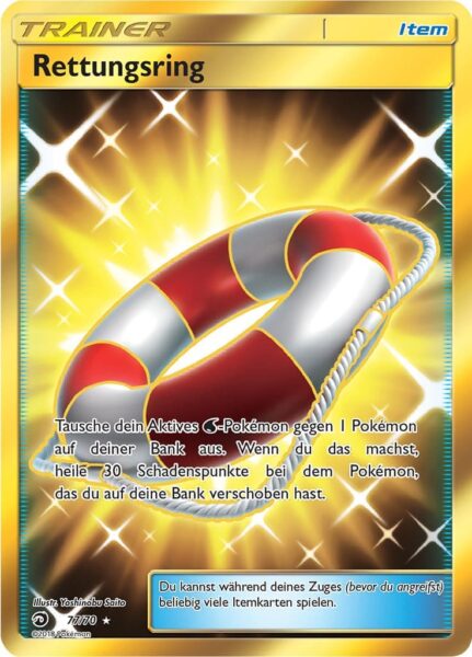 Rettungsring-77-70-Majestät-der-Drachen-Gold-Pokémon-Karte-Deutsch-TCG-Sammelkartenspiel