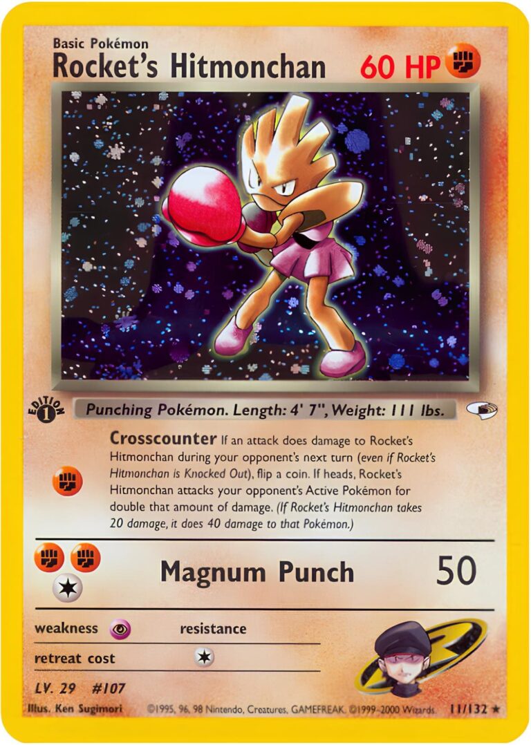 Rockets-Hitmonchan-11-132-Gym-Heroes-1st-Edition-Trainer-Pokémon-Karte-Holo-Englisch-TCG-Sammelkartenspiel