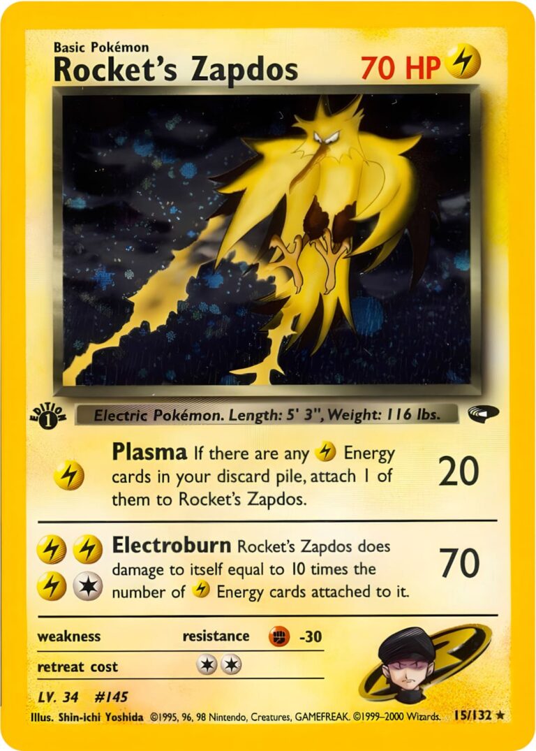 Rockets-Zapdos-15-132-Gym-Challenge-First-Edition-Holo-Pokémon-Karte-Englisch-TCG-2000