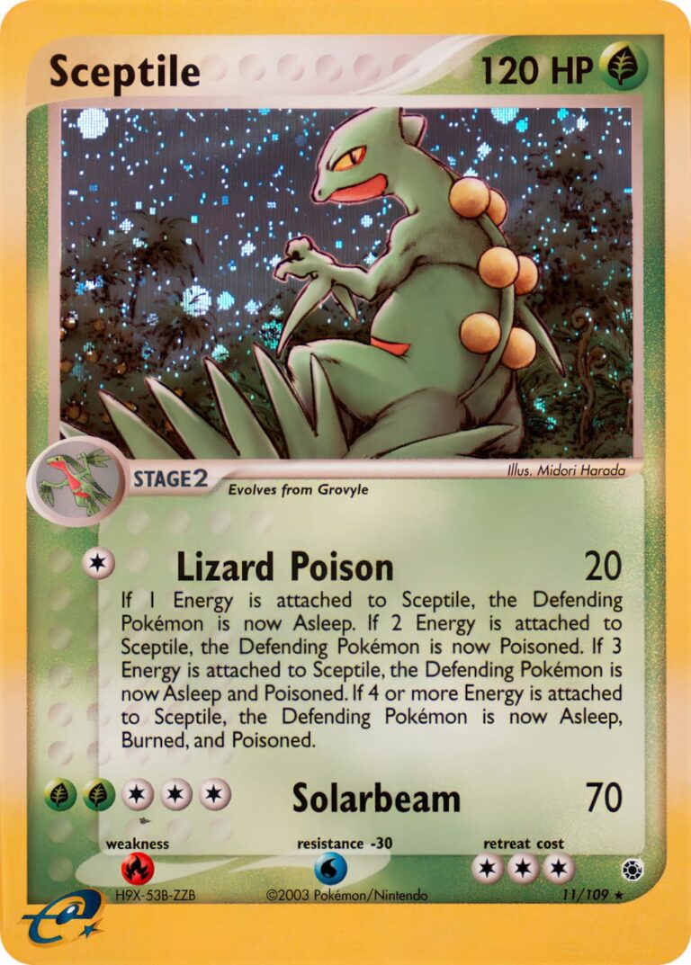 Sceptile-Gewaldro-11-109-EX-Ruby-Sapphire-Rubin-Saphir-Holo-Pokémon-Karte-Englisch