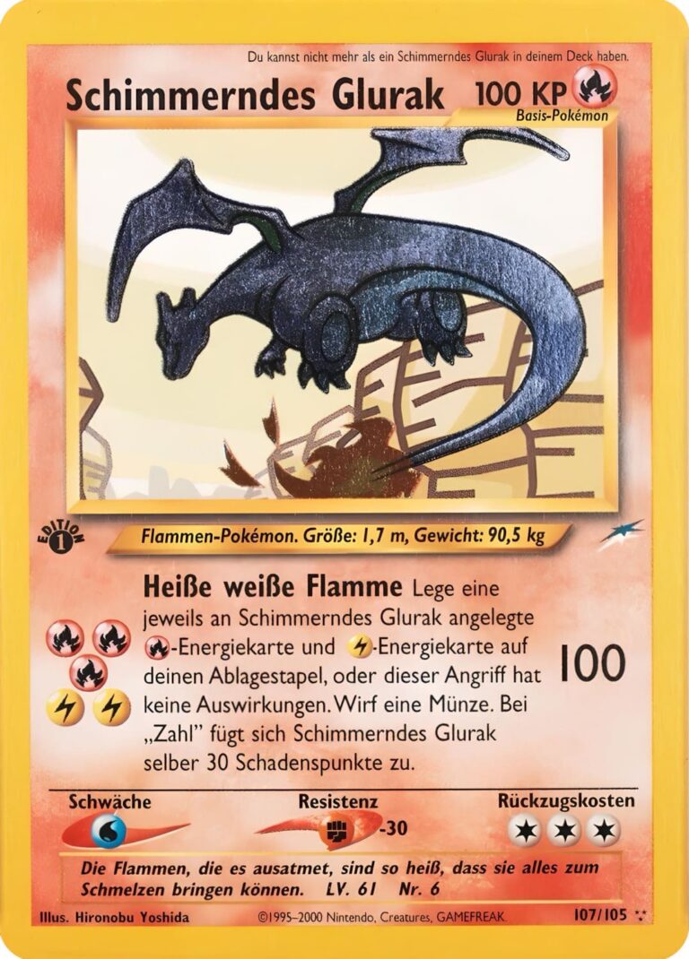 Schimmerndes-Glurak-107-105-Neo-Destiny-1st-Edition-Pokémon-Karte-Deutsch-2002