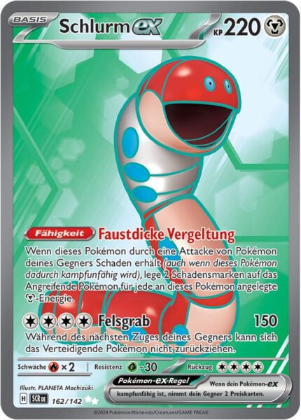 Schlurm-ex-162-142-Karmesin-Purpur-Stellarkrone-Full-Art-Pokémon-Karte-Deutsch-TCG-Sammelkartenspiel-2024
