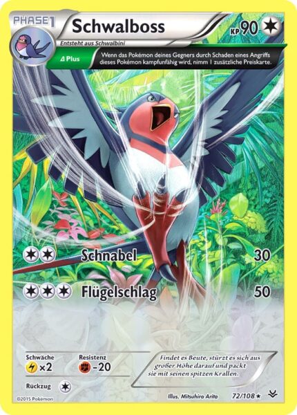 Schwalboss-72-108-XY-Drachenleuchten-Pokémon-Karte-Deutsch-TCG-Sammelkartenspiel