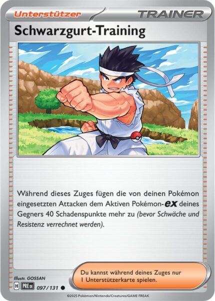 Schwarzgurt-Training-097-131-Prismatische-Entwicklungen-Pokémon-Karte-Deutsch-Karmesin-Purpur-TCG-Sammelkartenspiel