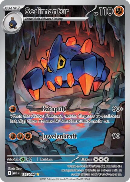 Sedimantur-128-086-WHT-DE-Weiße-Flammen-Pokémon-Karte-Karmesin-Purpur-Deutsch
