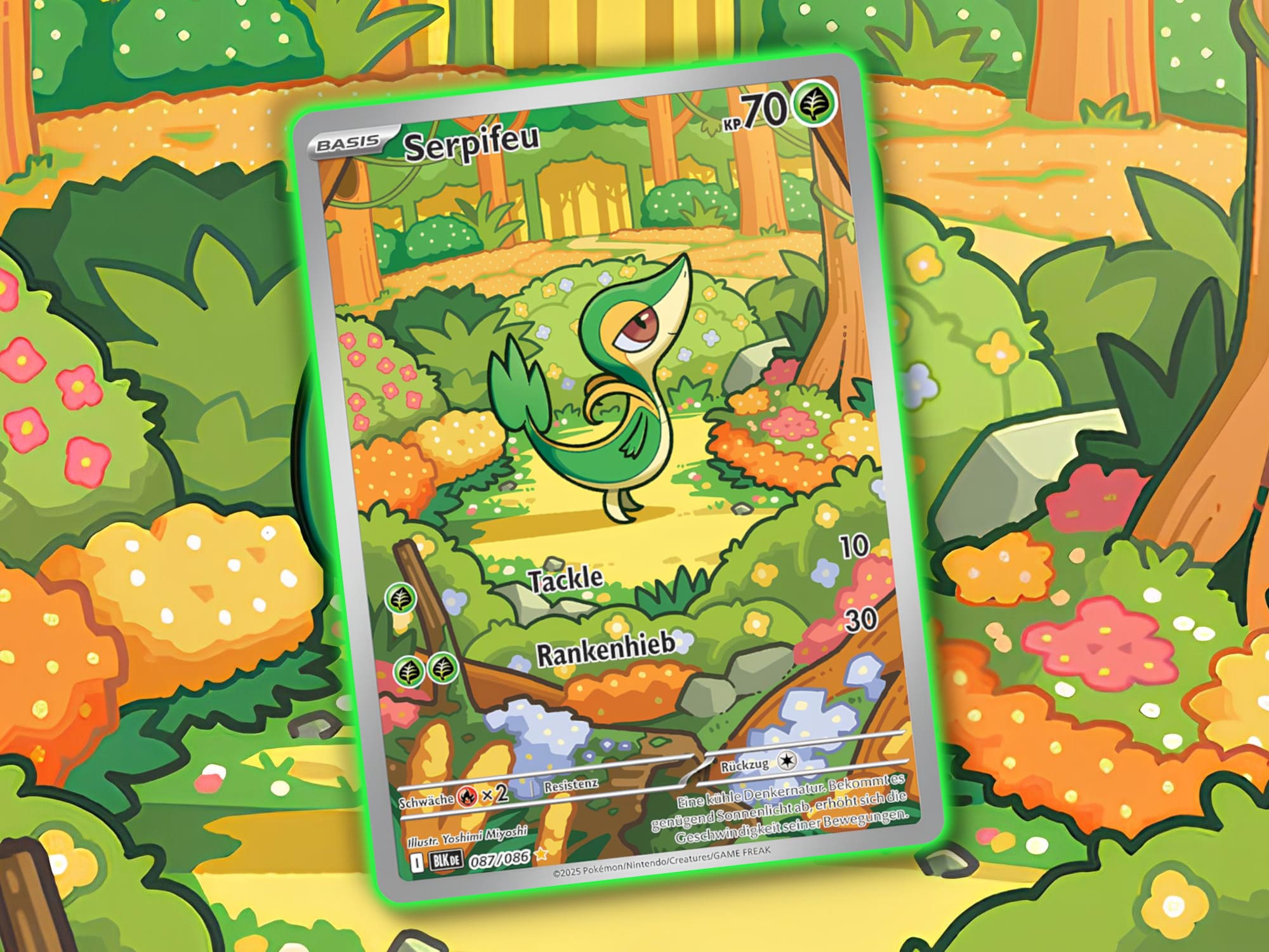 Serpifeu-Pokémon-Karte-Illustrationskarte-Schwarze-Blitze-Black-Bolt-enthüllt-vorgestellt