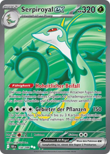 Serpiroyal-ex-156-086-BLK-DE-Schwarze-Blitze-Illustration-Rare-Pokémon-Karte-Karmesin-Purpur-Deutsch