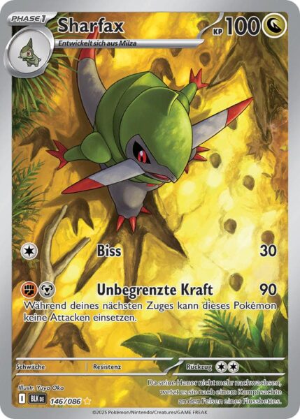 Sharfax-146-086-BLK-DE-Schwarze-Blitze-Illustration-Rare-Pokémon-Karte-Karmesin-Purpur-Deutsch
