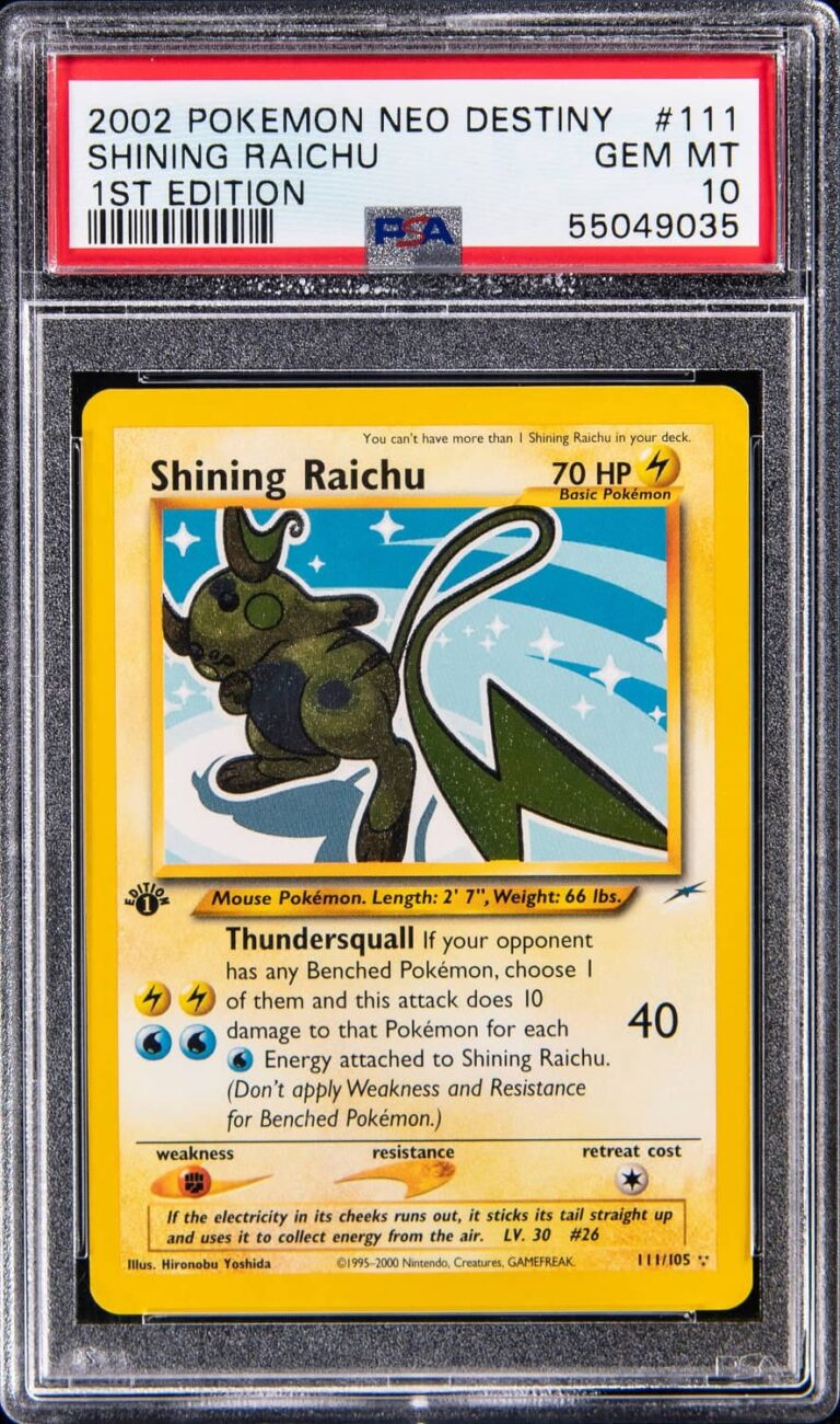 Shining-Schimmerndes-Raichu-111-105-Neo-Destiny-Pokémon-Karte-PSA-10-Englisch-2002