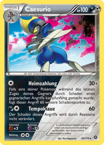 Shiny-Caesurio_64-114_XY-Dampfkessel_Doppeltyp-Pokémon-Karte