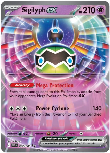 Sigilyph-Symvolara-ex-032-080-FLO-Pokémon-Karte-Englisch-TCG-2027