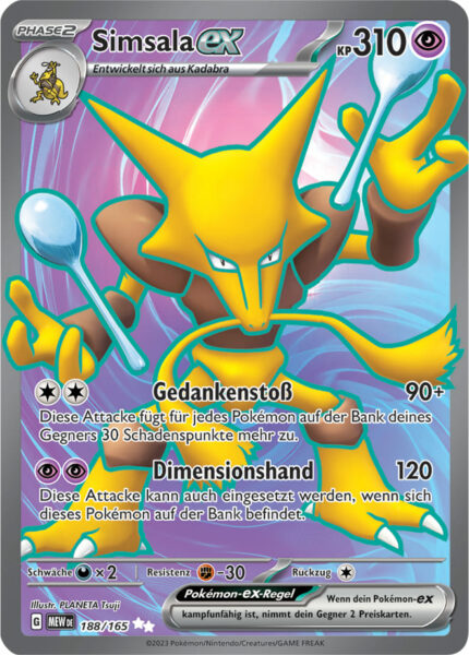 Simsala-ex-188-165-Pokémon-Karmesin-Purpur-151-MEW-DE-Full-Art-Vollbild-Pokémon-Karte-Karten-Deutsch