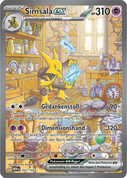 Simsala-ex-201-165-Pokémon-Karmesin-Purpur-151-MEW-DE-Special-Illustration-Rare_Full-Art-Pokémon-Karte-Karten-Deutsch