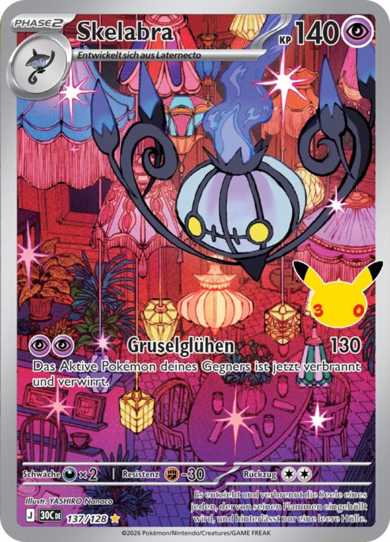 Skelabra-137-128-30C-30-Jahre-Jubiläum-30th-Celebration-Illustration-Rare-Karte-Pokémon-Karte-Deutsch