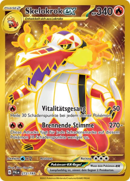 Skelokrok-ex-272-193-Hyper-Rare-Goldene-Pokémon-Karte-Karmesin-Purpur-Entwicklungen-in-Paldea