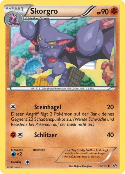 Skorgro-37-108-XY-Drachenleuchten-Pokémon-Karte-Deutsch-TCG-Sammelkartenspiel