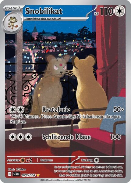 Snobilikat-078-064-SFA-DE-Karmesin-Purpur-Nebel-der-Sagen-Illustration-Rare-Pokémon-Karte