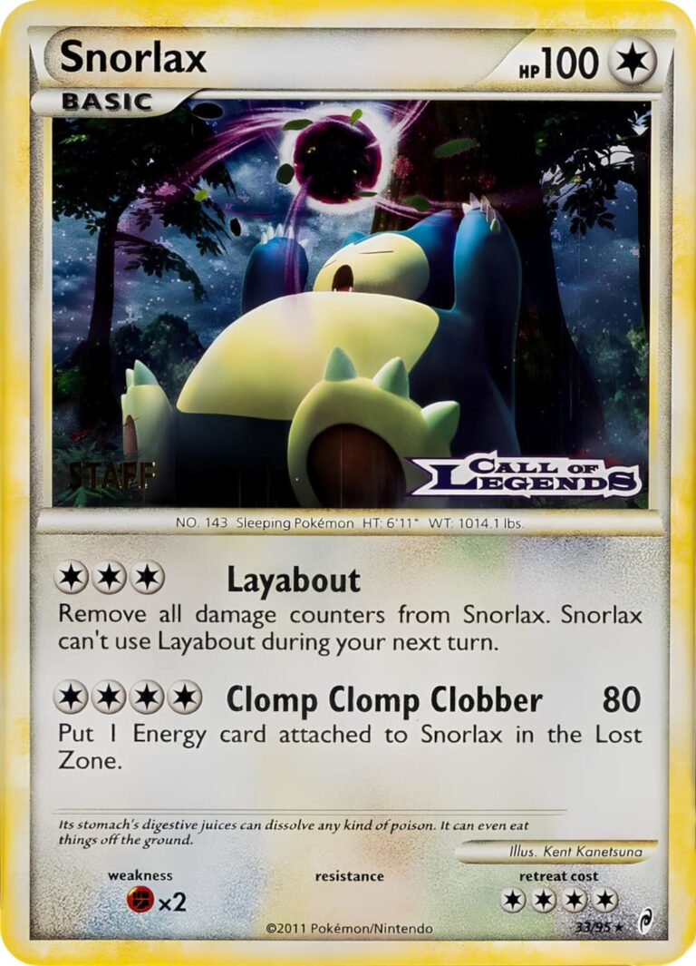 Snorlax-Relaxo-33-95-Call-of-Legends-Prerelease-Staff-Promo-Pokémon-Karte-Englisch