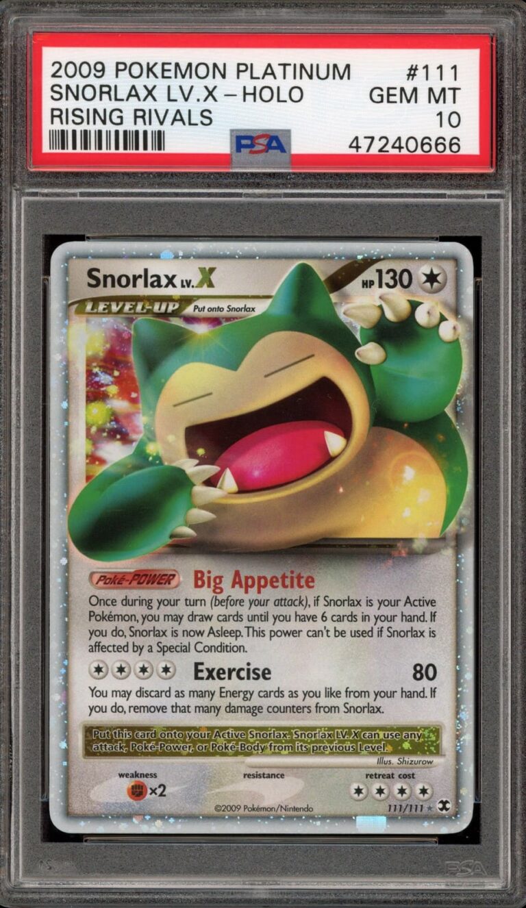 Snorlax-Relaxo-LV.X-111-Rising-Rivals-Pokémon-Karte-Englisch-PSA-10