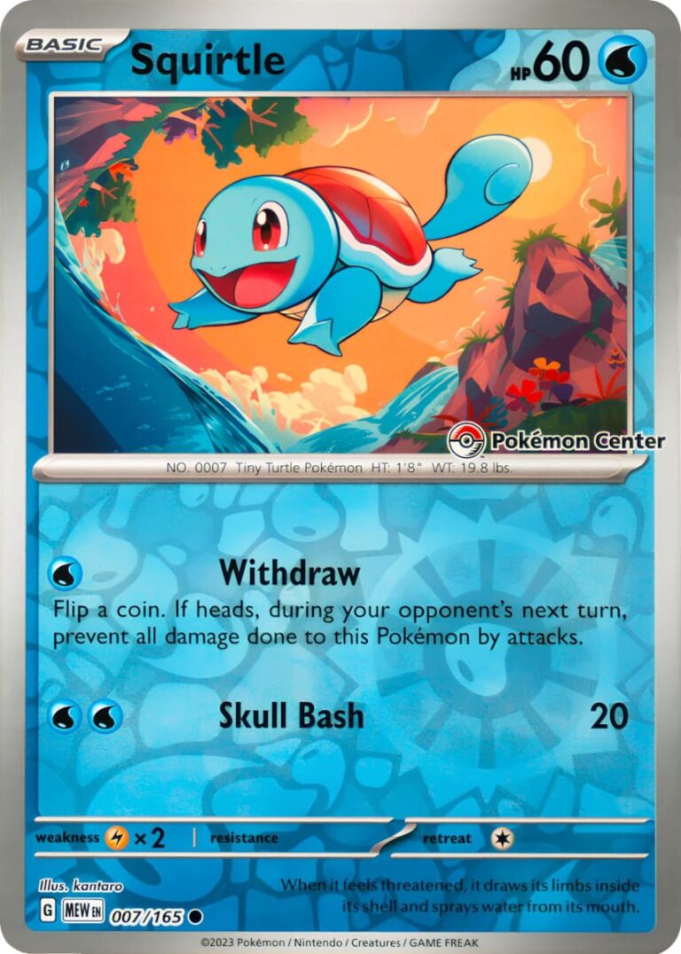 Squirtle-Schiggy-007-165-Scarlet-Violet-151-Pokémon-Center-Reverse-Holo-Promo-Karte-Englisch