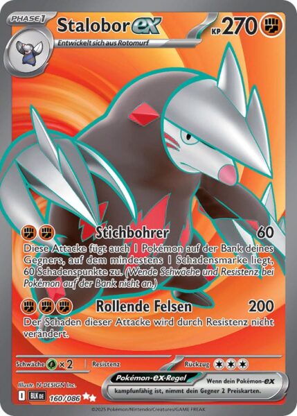 Stalobor-ex-160-086-BLK-DE-Schwarze-Blitze-Full-Art-Pokémon-Karte-Karmesin-Purpur-Deutsch