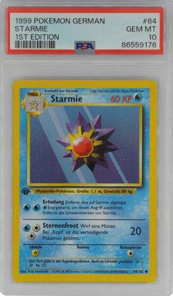 Starmie_64-102_1st-Edition-Base-Set_Pokémon-Karte_Deutsch_PSA