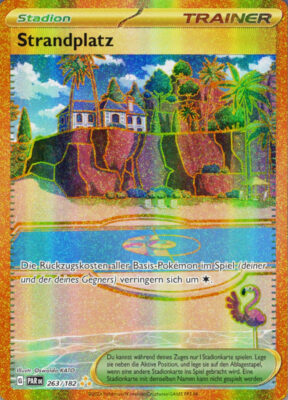 Strandplatz_PAR-DE-263-182_Paradox-Rift-Paradoxrift_Terakristall_Gold_Vollbild_Full-Art_Ultra-Rare_Pokémon-Karte_Karmesin-Purpur-Deutsch