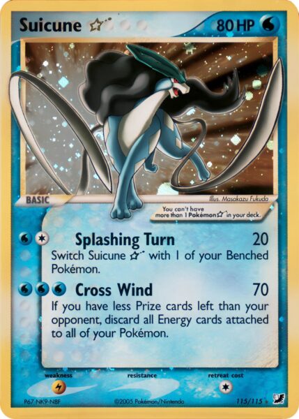 Suicune-Goldstar-115-115-EX-Verborgene-Mächte-Unseen-Forces-Holo-Pokémon-Karte-Englisch