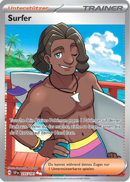 Surfer-235-191-SSP-DE-Karmesin-Purpur-Stürmische-Funken-Full-Art-Pokémon-Karte-Deutsch