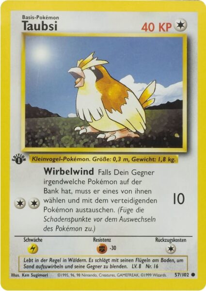 Taubsi_57-102_Basis-Set_Grundset_1st-Edition_Pokemon-Karte_TCG