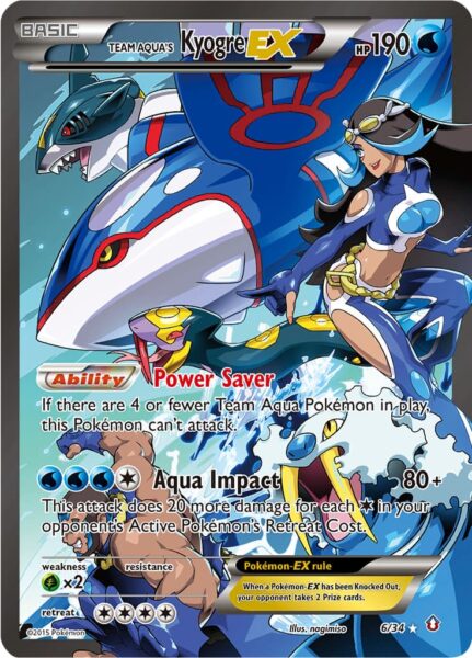 Team-Aquas-Kyrogre-EX-6-34-Double-Crisis-Pokémon-Full-Art-Karte-Englisch