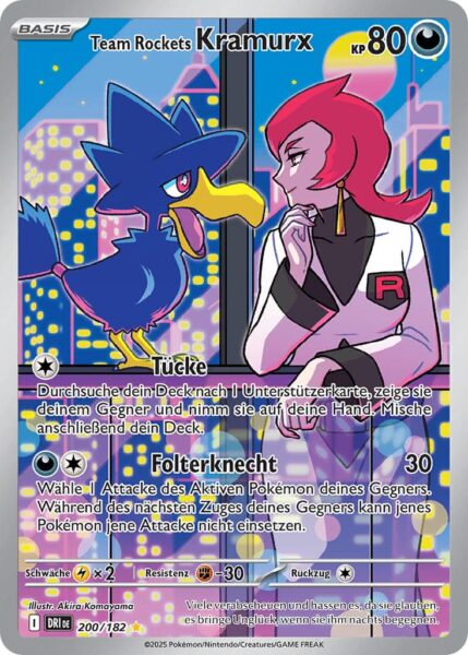 Team-Rockets-Kramurx-200-182-Ewige-Rivalen-Illustration-Rare-Pokémon-Karte-Karmesin-Purpur-Deutsch
