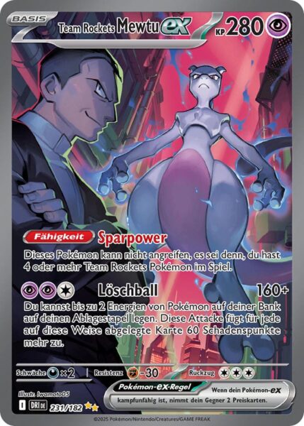 Team-Rockets-Mewtu-ex-231-182-Ewige-Rivalen-Special-Illustration-Rare-Pokémon-Karte-Karmesin-Purpur-Deutsch