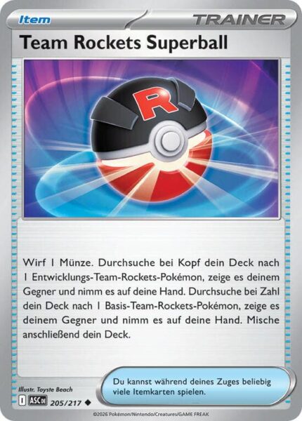 Team-Rockets-Superball-205-217-ASC-Erhabene-Helden-Pokémon-Karte-Deutsch
