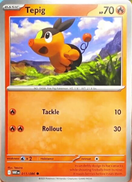 Tepig-011-086-WHT-White-Flare-Pokémon-Karte-Englisch